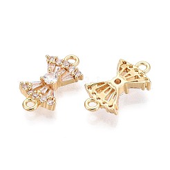 Brass Pave Clear Cubic Zirconia Connector Charms&nbsp;KK-N284-08G
