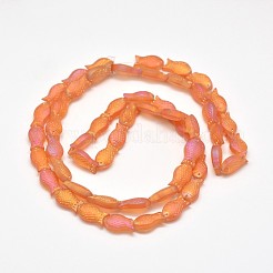 Frosted Electroplate Glass Fish Beads Strands&nbsp;X-EGLA-M001-D02