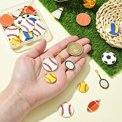 40Pcs 8 Styles Sports Ball Alloy Enamel Pendants&nbsp;ENAM-CJ0006-82