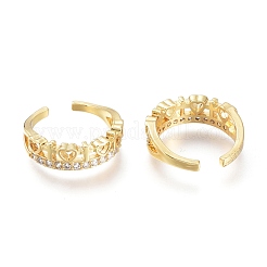 Brass Micro Pave Clear Cubic Zirconia Cuff Rings&nbsp;RJEW-I073-12G