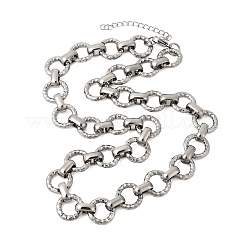 13MM 304 Stainless Steel Textured Round Ring Link Chain Necklaces&nbsp;NJEW-P349-01A-P