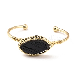Natural Obsidian Horse Eye Wrapped Cuff Bangle&nbsp;G-D458-02G-09-RS
