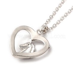 Colorful Rhinestone Heart with Unicorn Pandant Necklace with Cable Chains&nbsp;LS-NJEW-K246-01P