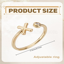 1Pc Brass Micro Pave Clear Cubic Zirconia Open Cuff Rings for Women&nbsp;RJEW-LP0002-37X