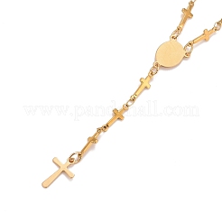 304 Stainless Steel Rosary Bead Necklaces&nbsp;NJEW-E133-02G