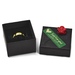 Kraft Paper Gift Boxes with Faux Rose Flower Outside for Ring&nbsp;CON-Z011-01B-01