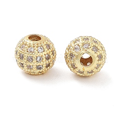 Round Brass Micro Pave Cubic Zirconia Beads&nbsp;ZIRC-N016-01G-8mm