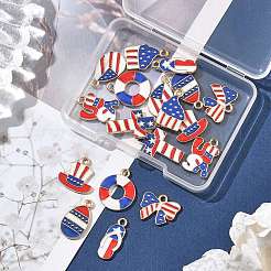 18Pcs 9 Styles Independence Day Alloy Enamel Pendants&nbsp;ENAM-FP0001-85