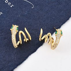 Brass Micro Pave Cubic Zirconia Stud Earrings for Women&nbsp;LS-EJEW-F352-03G