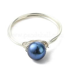 Copper Wired Natural Pearl Finger Rings&nbsp;RJEW-JR01037