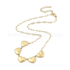 304 Stainless Steel 5-Heart Bib Paperclip Chain Necklaces&nbsp;NJEW-H044-05G