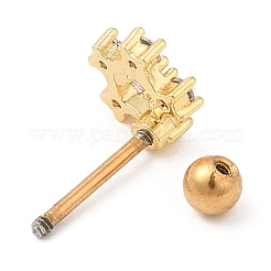 Brass Micro Pave Clear Cubic Zirconia Stud Earrings&nbsp;LS-EJEW-L265-05G