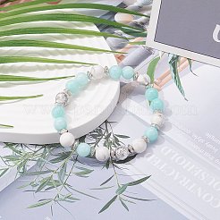 Natural Malaysia Jade(Dyed) & Howlite & Lava Rock & Synthetic Hematite Beads Energy Power Stretch Bracelets Set for Girl Women&nbsp;BJEW-JB07033