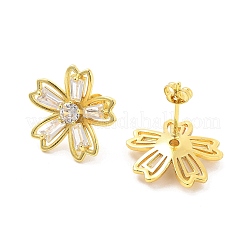 Rack Plating Flower Brass Micro Pave Clear Cubic Zirconia Stud Earrings&nbsp;EJEW-M029-01B-G