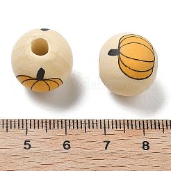 Halloween Printed Schima Wood European Beads&nbsp;WOOD-G023-07C
