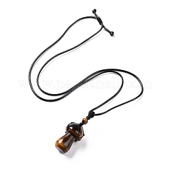 Natural Tiger Eye Mushroom Pendant Necklace&nbsp;NJEW-E065-01B