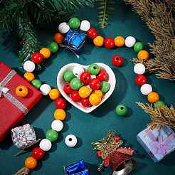 200Pcs 4 Colors Painted Natural Wood Beads&nbsp;WOOD-SZ0001-06