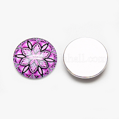 Printed Glass Flat Back Cabochons&nbsp;GGLA-Q054-25mm-B10