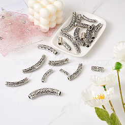 20Pcs 10 Style Tibetan Style Alloy Tube Beads&nbsp;TIBEB-CD0001-06AS
