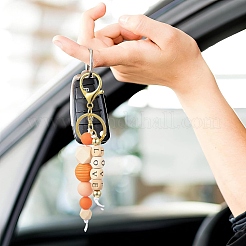 ABS Plastic & Wood & Silicone Keychain&nbsp;KEYC-YW00253-01