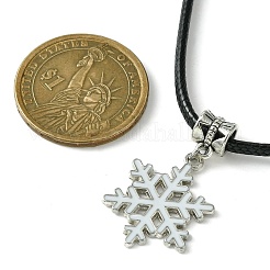 Alloy Enamel Snowflake Pendant Necklaces&nbsp;NJEW-JN04538-01