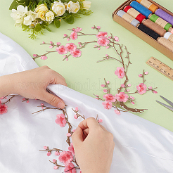 4Pcs Plum Blossom Polyester Embroidery Cloth Sew on Appliques&nbsp;PATC-CY0001-58B