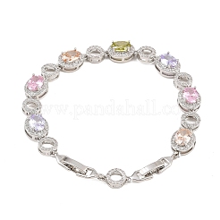 Platinum Tone Brass Micro Pave Cubic Zirconia Tennis Bracelets&nbsp;BJEW-B160-14P