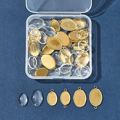 DIY Oval 304 Stainless Steel Cabochon Connector & Pendant Making Kits&nbsp;DIY-FS0008-31