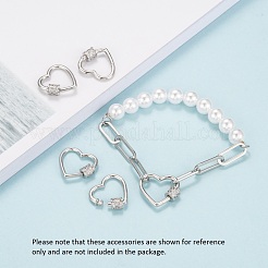 Brass Micro Pave Clear Cubic Zirconia Screw Carabiner Lock Charms&nbsp;ZIRC-E164-07P