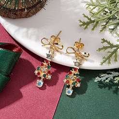 Alloy Rhinestone Christmas Tree Studs Earring&nbsp;EJEW-TA00444