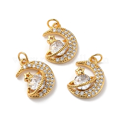 Rack Plating Brass Cubic Zirconia Pendants&nbsp;KK-D074-11G