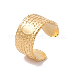 Ion Plating(IP) 304 Stainless Steel Oval Pattern Open Cuff Ring&nbsp;RJEW-H107-18G