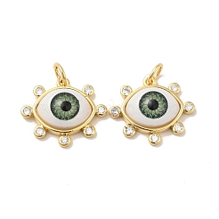 Brass Micro Pave Clear Cubic Zirconia Pendants&nbsp;ZIRC-E006-04G-05