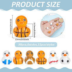 90Pcs 6 Styles Sports Theme Resin Funny Duck Figurines Ornaments&nbsp;DJEW-ME0001-14