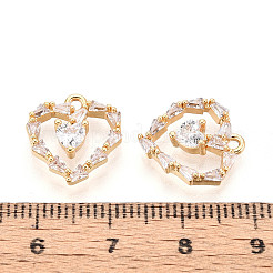 Brass Pave Clear Cubic Zirconia Pendants&nbsp;KK-T077-36G