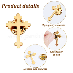 4Pcs Cross Stainless Steel Lapel Pin Back Brooches for Backpack Clothes&nbsp;JEWB-GA0001-53G