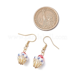 Ice Cream Cup Handmade Glass Seed Beads Dangle Earrings for Women&nbsp;EJEW-MZ00392-03