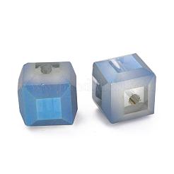 Frosted Crystal Glass Cube Beads Strands&nbsp;FGLA-F001-A02