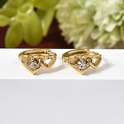 Valentine's Day 304 Stainless Steel Rhinestone Hoop Earrings&nbsp;EJEW-P344-03G