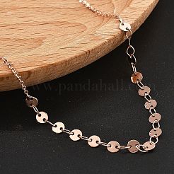Brass Cable & Flat Sequin Chains Necklaces for Women&nbsp;NJEW-D302-44RG