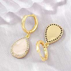 Brass Micro Pave Cubic Zirconia Hoop Dangle Earrings&nbsp;KK-CBA8324-11G-02