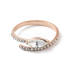 Ion Plating(IP) 304 Stainless Steel Rhinestone Cuff Rings&nbsp;RJEW-P101-01RG