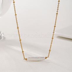 Baroque Keshi Pearl Bar Pendant Stainless Steel Satellite Chain Necklaces for Women&nbsp;XQ7733