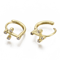 Brass Micro Pave Clear Cubic Zirconia Huggie Hoop Earrings&nbsp;EJEW-N011-13G-NF