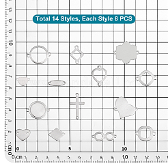 112Pcs 14 Styles 201 Stainless Steel Connector Charms&nbsp;STAS-PH0004-31