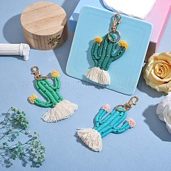 3Pcs Rainbow Keychain Boho Key Chains Women Weaving Cactus Tassel Keychain Personalized Keychain Holder for Wallet Pendant Decorations&nbsp;JX258A