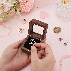 Square Wooden Finger Ring Gift Magnetic Boxes&nbsp;CON-WH0089-109A