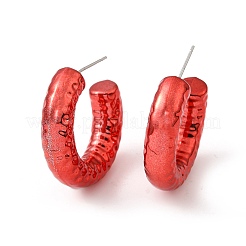 Textured Acrylic Ring Stud Earrings&nbsp;EJEW-P251-08