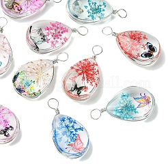 10Pcs Transparent Glass Pendants&nbsp;GLAA-YW0004-20A