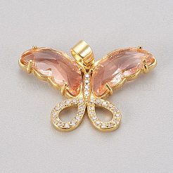 Brass Glass Pendants&nbsp;KK-P186-B
